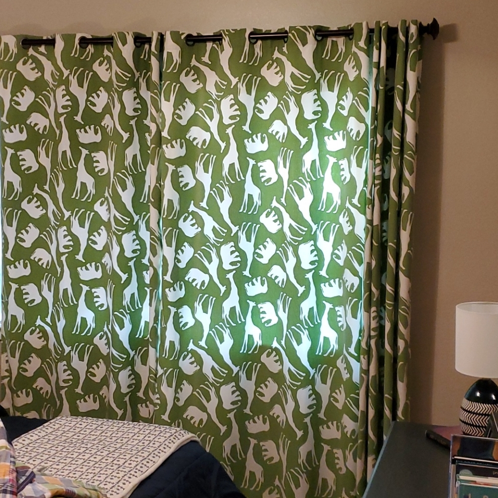 Pottery Barn safari print curtains
